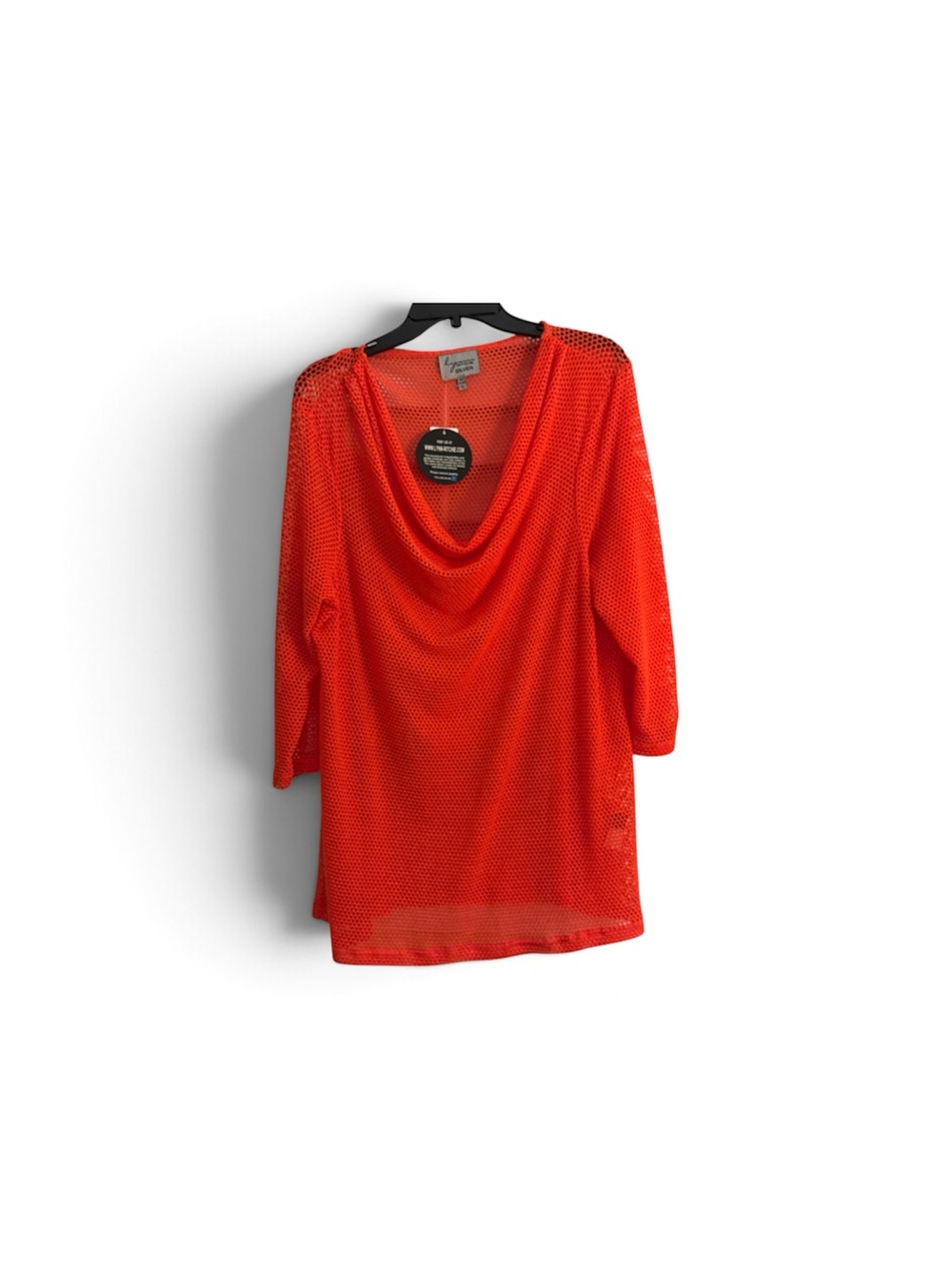 Drape Neck Red Mesh Sweater by Sag Harbor